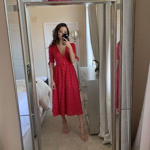 Auguste Daphne Tie Sleeve Dress Red Size 2